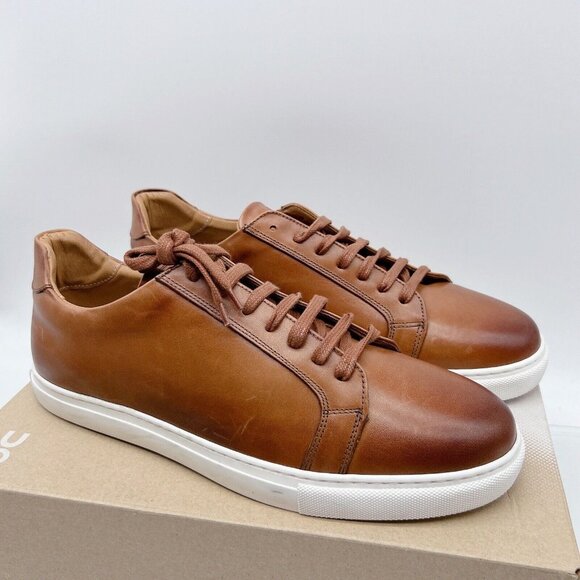 Bruno Magli Daniel Low Top Sneakers Casual Shoes Brown Leather Lace Up US 13 - Picture 3 of 11